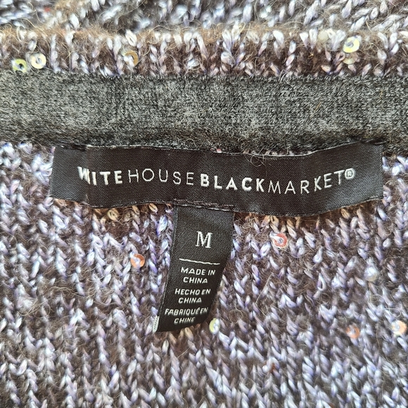 White House Black Market V-Neck Sequin Tunic Knit Sweater - Picture 7 of 8